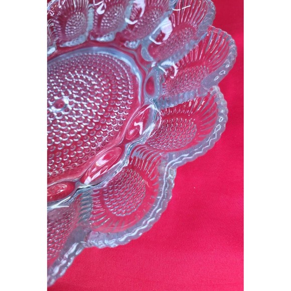 Deviled Egg Relish Platter Set Round Serving Tray 11" Hobnail VTG Indiana Glass - Picture 14 of 15